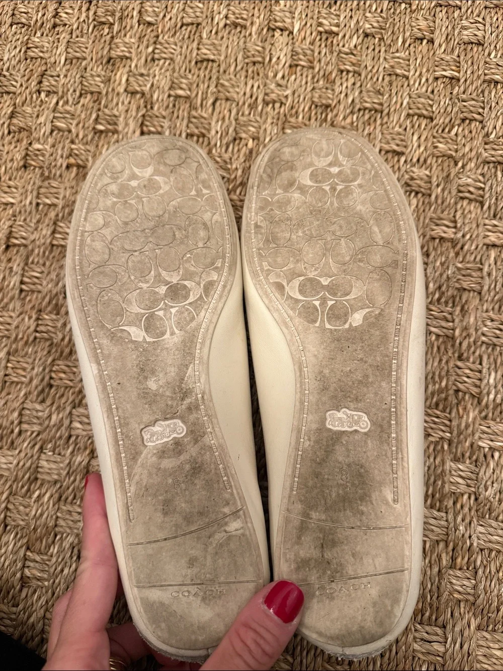 Coach Leather Ballet Flats in Cream